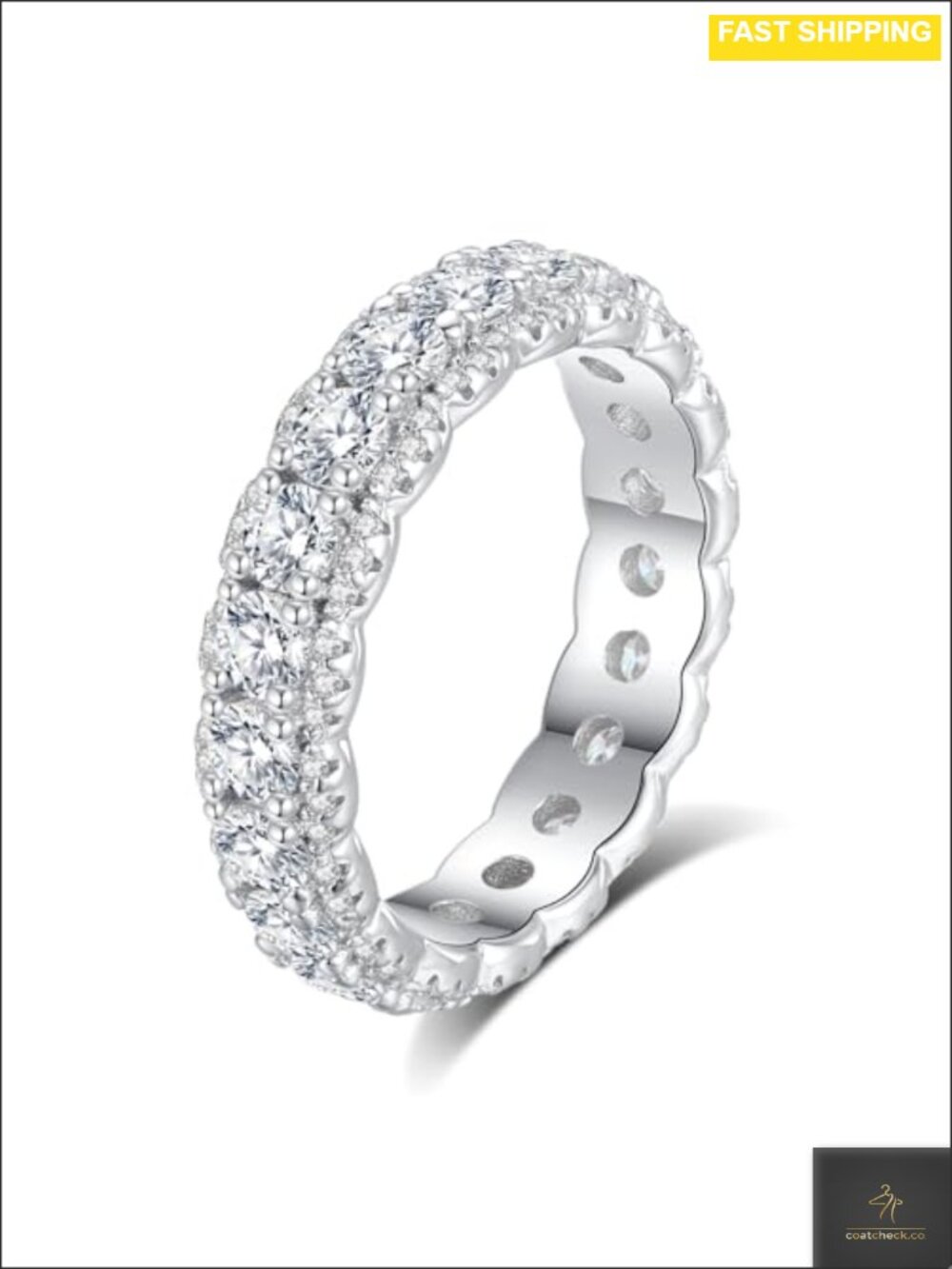 Moissanite Eternity Ring 2.604CTTW Round Cut VVS1 S925 Sterling Silver 18K